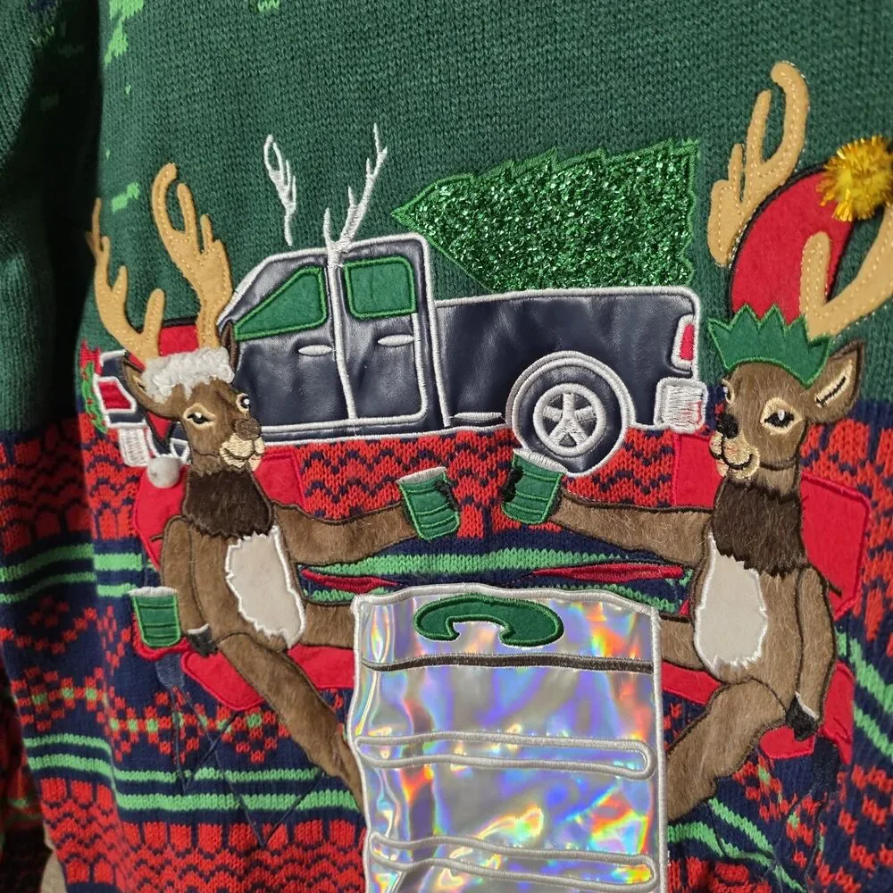 Blizzard Bay Ugly Christmas Sweater Size Medium Deer Hunting Holiday Drinking